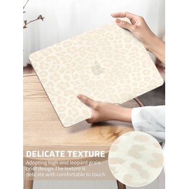 Seorsok Compatible with MacBook Air 15 inch Case 2023 2024 2025 Release A3241 M4 A3114 M3 A2941 M2 Touch ID,Elegant Leopard Grain Leather Plastic Hard Shell Case&Keyboard Cover,Beige