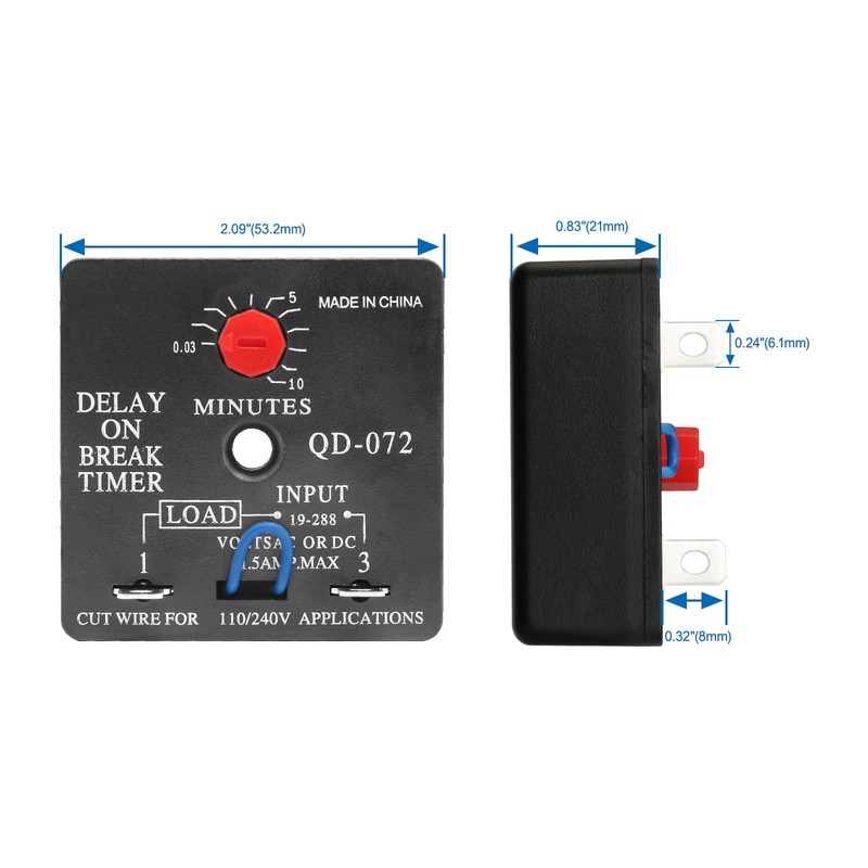 BAOMAIN Delay ON Break Timer QD-072 1.5A 18-240 VAC 0.03-10
