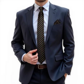 DiBanGu Silk Zipper Ties for Men,Paisley Solid Plaid Pre-tied Tie and Pocket Square Cufflinks Set Formal Adjustable Necktie, Black and Gold Stripe, One Size