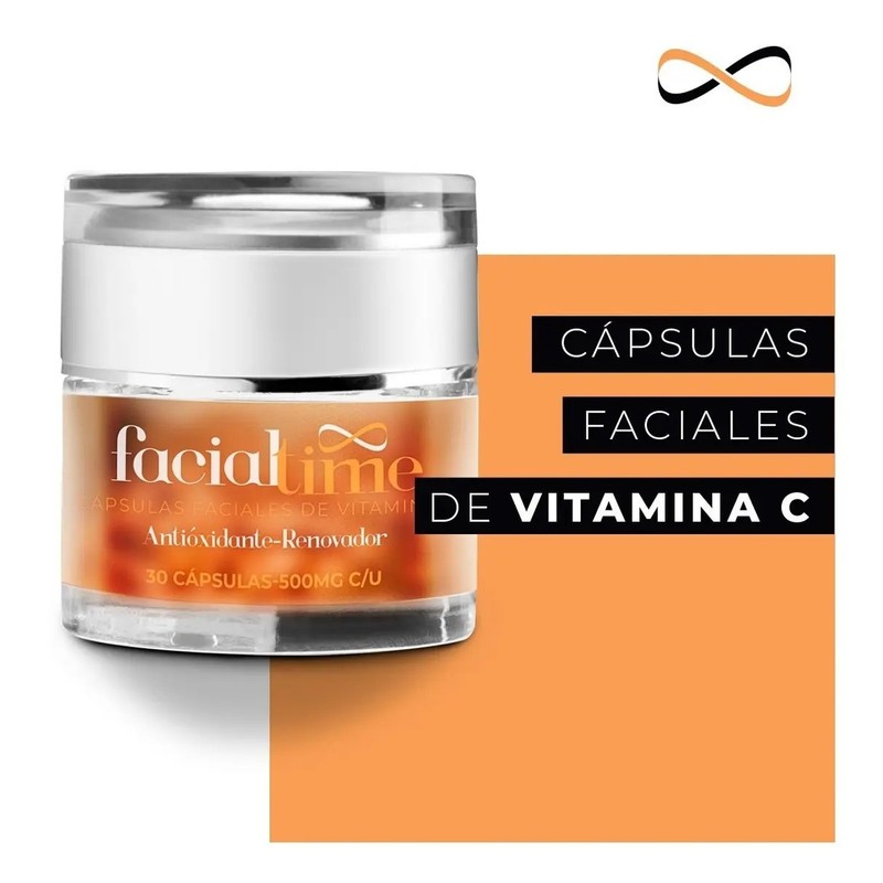 Cápsulas faciales con vitamina C, uso cosmético iluminador, todo tipo