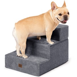 EHEYCIGA Dog Stairs for Small Dogs 13.5" H, 3-Step Dog Steps for Couch Sofa and Chair, Pet Steps for Medium Cats, Non-Slip Balanced Pet Ramp Indoor, Grey