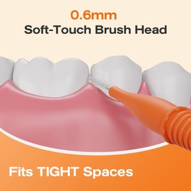 Annauiy I-Shaped Interdental Brushes, Narrow 40 Pieces, 0.6 mm Teeth Cleaning Spaces, Interdental Brushes, Thickened, Extended Handle, Travel Packaging, for People with Tight Gaps