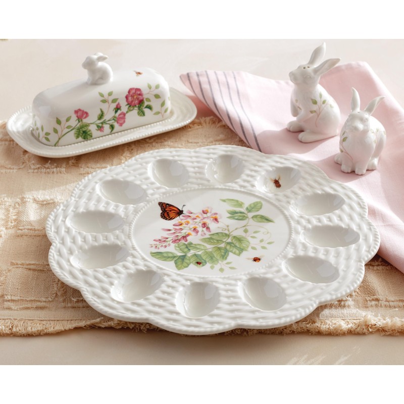 Lenox 893455 Butterfly Meadow Bunny Covered Butter Dish, Easter Serveware