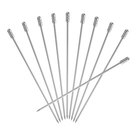 sourcing map 10Pcs Stainless Steel Cocktail Toothpicks, 4.25 Inch Metal Cocktail Picks Fruit Sticks Reusable Long Martini Picks Cocktail Skewers for Party Drinks Appetizer, Silver Cylinder