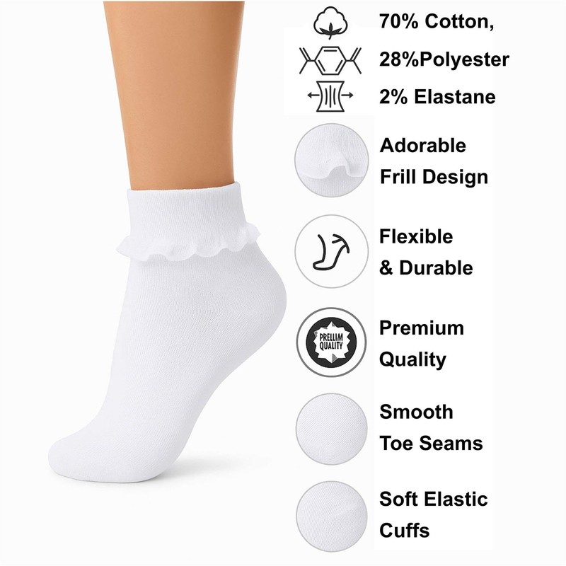 A2Z 4 Kids Girls Socks 12 Pack Frilly Lace Ankle
