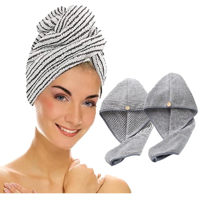 Toalla de Microfibra de 2 Piezas para el Pelo, Turbante
