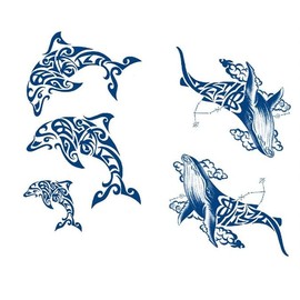 2 Sheets Tribal Tattoo Tribal Whale Tattoo Maori Dolphin Tattoo Semi-Permanent Tattoo Long-Lasting Tattoo GZ781 782