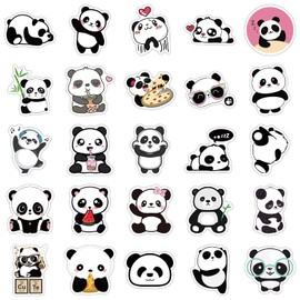 Lovely Panda Stickers, 50 PCS Vinyl Waterproof Cartoon Panda Animal Stickers for Kids Teens Decals Decoration for Laptop Water Bottles Luggage Computer Skateboard Guitar
