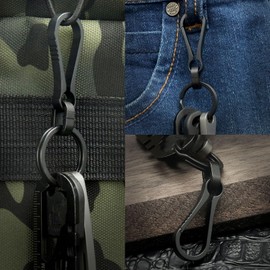 KCFEV Titanium Carabiner Keyring Clip, Minimalist Key Ring, Key Clip, EDC Quick Release Hook with Titanium Key Rings, gray