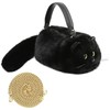 Handmade Black Shoulder Bag, Furry Cat Purse, Kitty Purse, Kitty