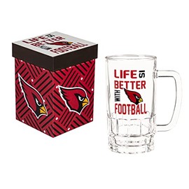 Team Sports America Glass Tankard Cup, with Gift Box, Arizona Cardinals