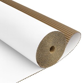 White Corrugated Cardboard Roll, 17" x 236" Single Face Kraft Cushion Wrap, Large & Thick Cardboard Sheets Paper for Shipping, Packing, Box Filler, Furniture Protection, DIY Crafts & Gift Packaging
