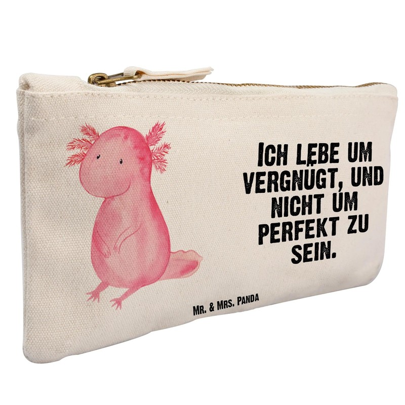 Mr. & Mrs. Panda Axolotl Make-Up Bag, White, Hand Drawn
