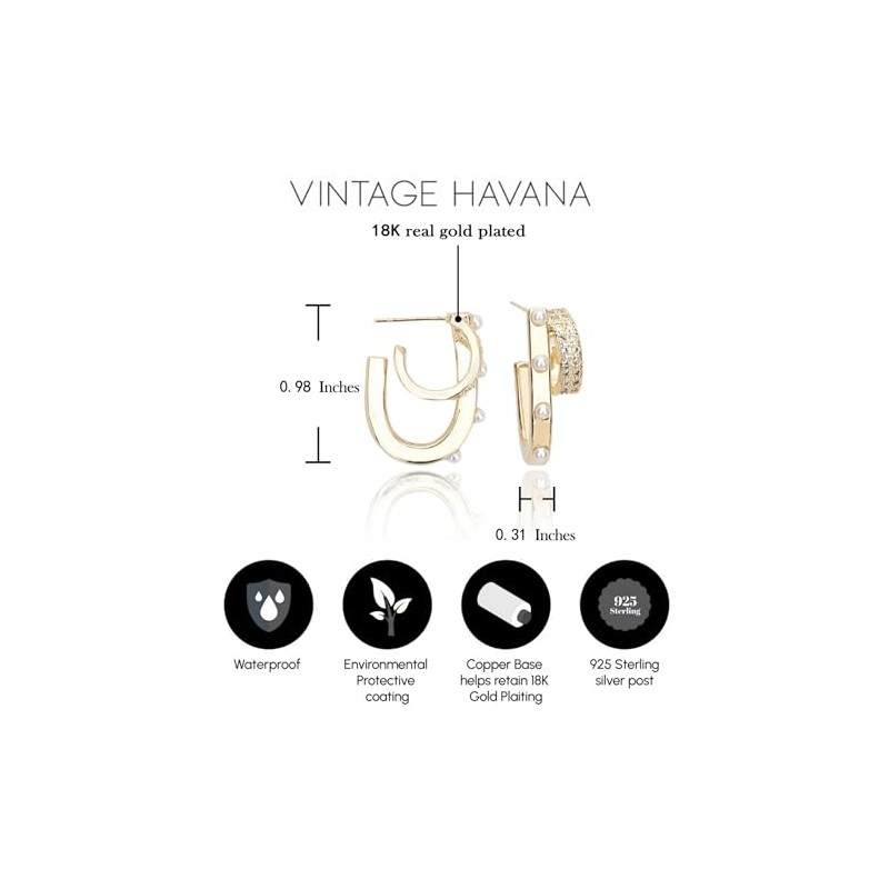 Double Hoop Earrings For Women | 18K Gold Plated sterling