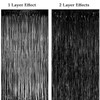 4 Pack Black Tinsel Foil Fringe Curtains, Slmeno Glitter Metallic