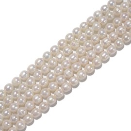 Grade AB White Fresh Water Akoya Pearl Off Round Beads Size 7-8mm 15.5'' Strand for Jewelry Making