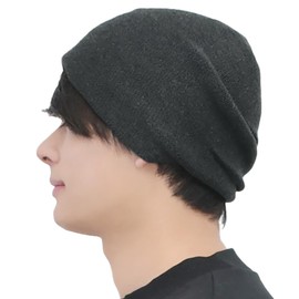 Loo&c Knit Hat, Men's, Large Size, 100% Cotton, Medical Hat, Knit Cap, Hat, Loose Fit, All Seasons, Cold Protection, Unisex, Cotton Watch [Free (22.0 - 25.2 inches (56 - 64 cm))