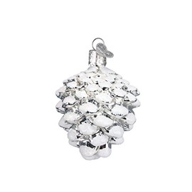 Old World Christmas Ornaments Snow-Capped Silver Snowy Cone Glass Blown Ornaments for Christmas Tree