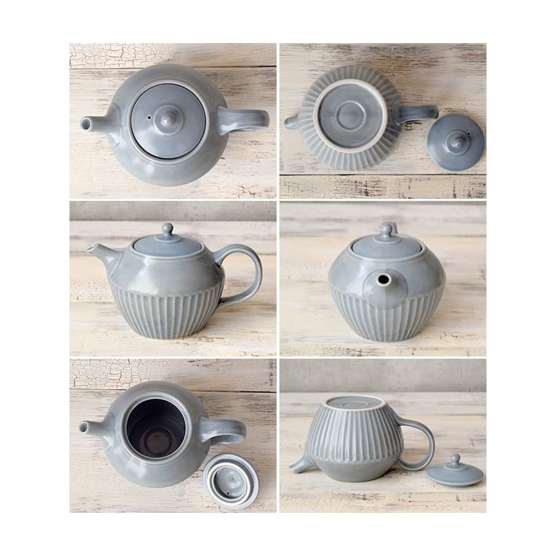 ic-029-02 Tableware East Pot Shogi Stripe 400cc Gray