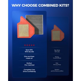 KAX Engine & Cabin Air Filter Kit, Replacement for Dodge Grand Caravan 2011-2020, Chrysler Town & Country 2011-2016, Ram C/V 2012-2015, Volkswagen Routan 2011-2014, Replace# CA11050 CF10743