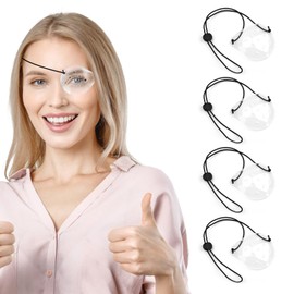 4PCS Eye Shield, Clear Plastic Eye Shield Eye Patch, Eye Surgery Covering Breathable After Surgery, Surgery Eye Exam Postoperative Eyes Rehabilitation, Eye Protection Care Supplies with 4 Elastic Rope