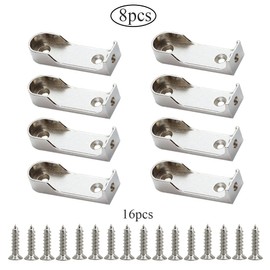 Niaciswe Clothes Rail Brackets, Pack of 8 Cupboard Tube Bearings, Oval Wardrobe Pipe Bearings, Clothes Rail Holder, Metal Clothes Rail Holder, Ceiling Cupboard Tube Bearing, Zinc Alloy Clothes Rail
