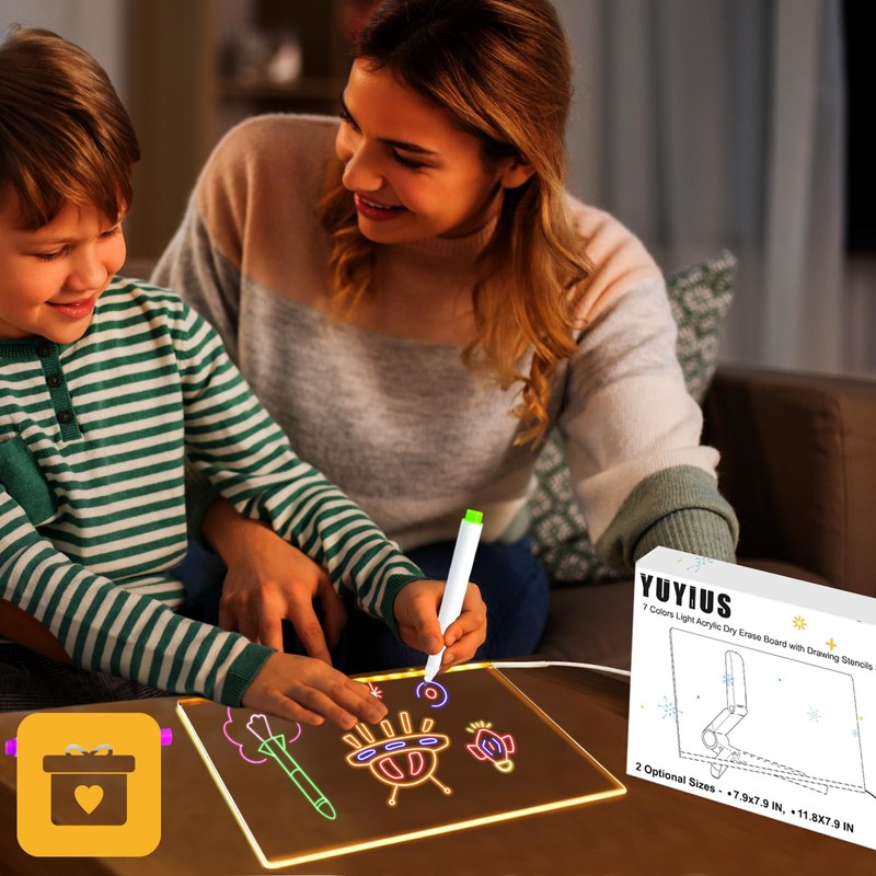 YUYIUS LED Acrylic Message Board, Light Up Acrylic Dry Erase