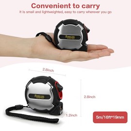 Cinta métrica, pequeña cinta métrica retráctil, mini cinta métrica con métrico / pulgadas, doble cara, ganchos magnéticos, goma + caja de acero inoxid