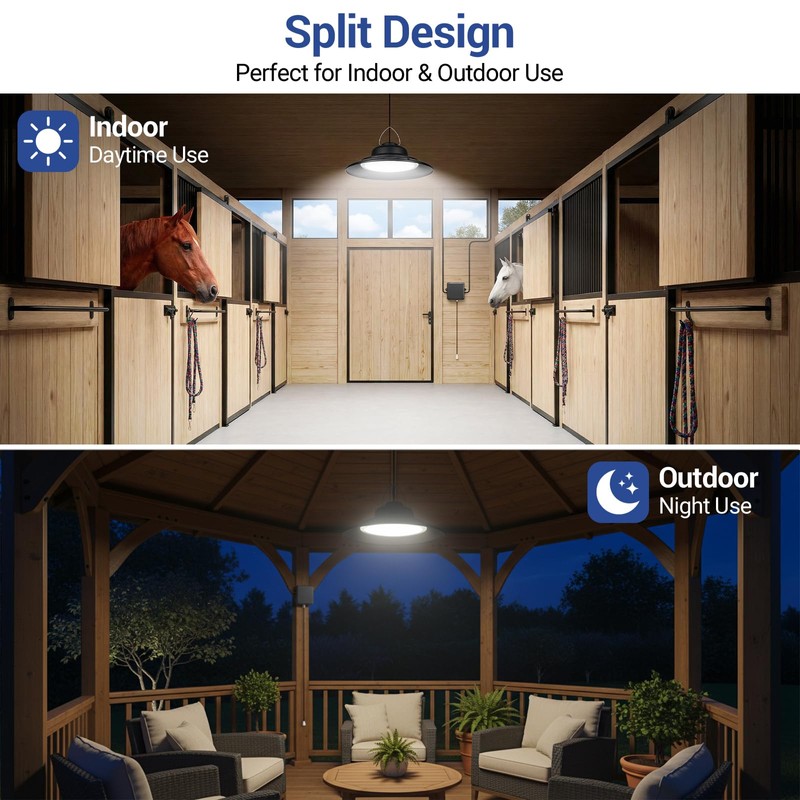 ropelux Solar Powered Shed Light Indoor Outdoor, 2000LM Daytime Available