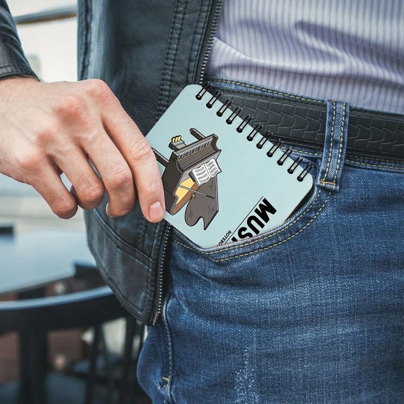 2 Pack A7 Music Theme Spiral Notebook,Portable Piano Violin Cello