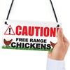 RED OCEAN Caution Free Range Chickens Hanging Plaque Chicken Coop