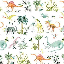 Papel de regalo de cumpleaños de dinosaurios, seis hojas planas plegadas de 19.5 x 27 pulgadas, papel decorativo para papel de regalo de dinosaurios o proyectos de arte