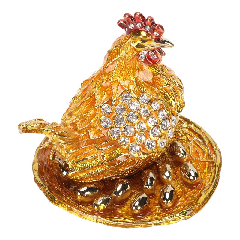 Golden Hen Figurine Trinket Boxes Handcraft Exquisite Small Jewelry Box