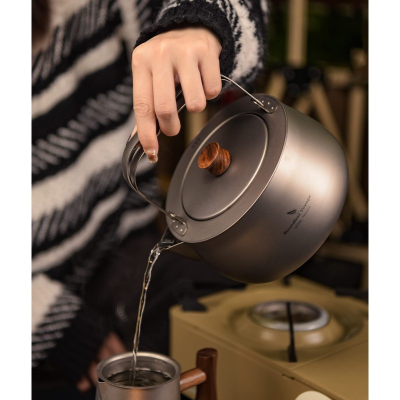 Boundless Voyage Ti3131D Camping BBQ Kettle, Titanium, 0.2 gal (0.8