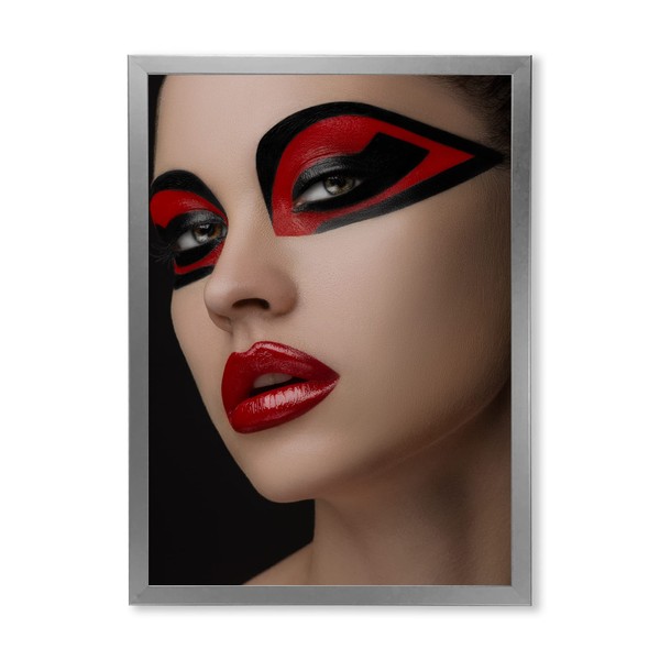 DesignQ Red Lips Black Makeup On The Eyes of Mask
