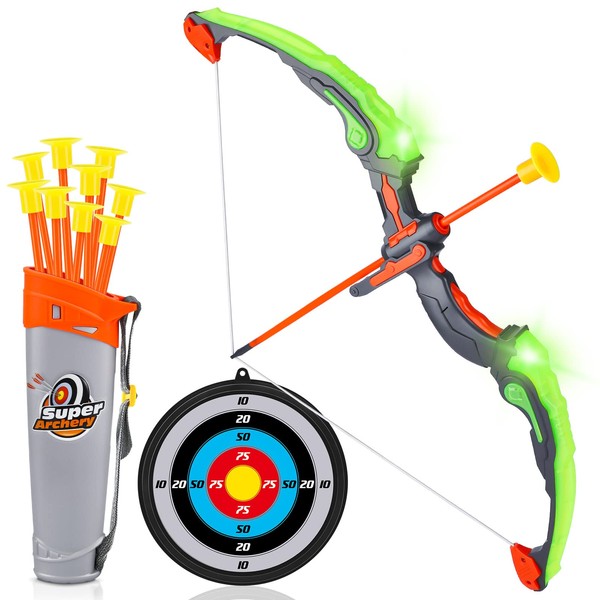 Arrow and Bow Children's Set Toy, Children's Toy Archery with 10 Suction Cup Arrows and Target Quiver, Sports Outdoor Games Birthday Christmas Gift Boys Girls from 4-12 Years