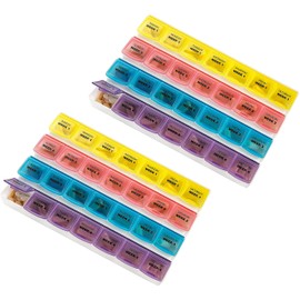 Monthly Pill Organizer - (2-Pack) 28-Day Monthly Pill Planner for Separating Pills and Vitamins from Week to Week, Travel Medication Reminder Daily Monday to Sunday