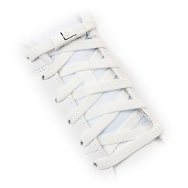 TEEZY No Tie Shoe Laces for Trainers | Premium Elastic Weave & Quick Lock Buckle | Flat Shoe Laces For Adults & Kids | Elastic Shoelaces Black White Laces No Tie | ACCELERATOR (White)