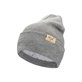 Curly Girl Satin Lined Beanie for Women, Women's Winter Hats, Satin Lined, Reduces Frizz, Approved, Winter Beanie, Lt. Grey, One Size