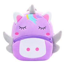 Risipu Toddler Backpack | Cute Cartoon Plush Animal | baby girl gift bag 2-4 Years | Soft Lightweight Mini School Bag | Preschool Gift for Boys Girls (Purple - Unicorn)