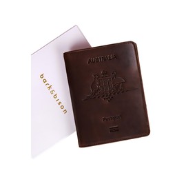 Leather Travel Wallet and Passport Holder - Handstitched Full Grain Leather Passport Wallet & Travel Accessories, Modern Bi-fold Luggage & Travel Essentials Organiser from bark&bison (Australia Logo)