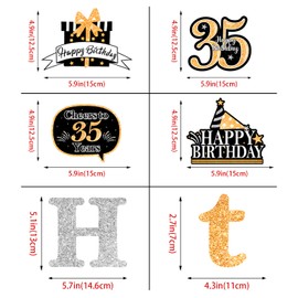 AERZETIX Happy 35th Birthday Decorations Set,12Pcs 35th Birthday Gold Glitter Swirls Streamers,Happy 35th Birthday Bunting Banner,Cheers to 35 Years Old Bday Party Decorations.[Pre-Strung]