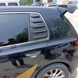 Heart Horse 2pcs for V-W Volk/swagen Golf6 MK6 2008-2012 Accessories Sporty Car Auto Exterior Rear Side Window Louvers Air Vent Scoop Shades Cover Trim Blinds -Carbon Black