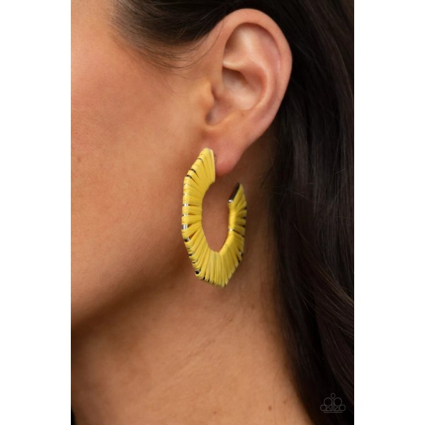 Paparazzi ~ Fabulously Fiesta Yellow Hoop Earrings ~ NEW RELEASE