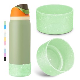 2PCS Glitter Silicone Boot for Owala Water Bottle 24 oz 32 oz 40 oz, Anti-Slip Protective Sleeve for Owala Twist,FreeSip and Flip Stainless Steel Water Bottle, BPA-Free, Dishwasher Safe, Accessories
