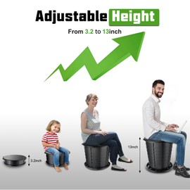 Camping Toilet, Retractable Portable Toilet for Adults Kids, Adjustable Height Portable Potty with Lid, Foldable Travel Potty for Camping, Hiking, Fishing, Car Travel, RV, Road Trip, Beach (13”H)