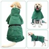 KOOGAL High Collar Waterproof Dog Raincoat Adjustable Dog Hooded Slicker