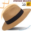 Ruphedy Straw Fedora Sun Hat for Women Wide Brim Panama