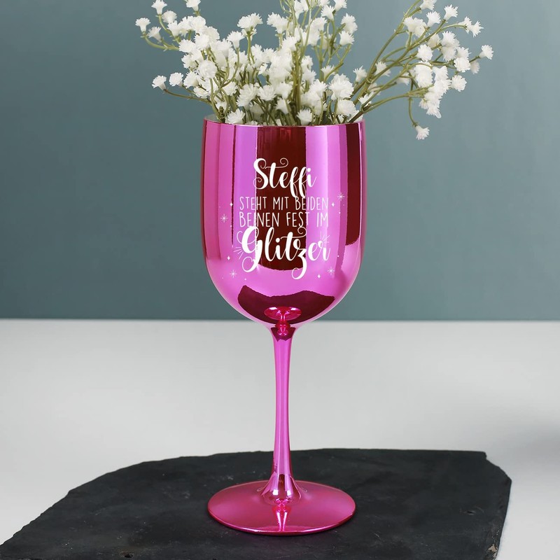 Herz & Heim® High Gloss Plastic Wine Goblet with Engraving
