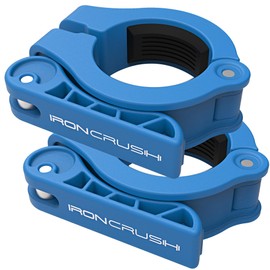 Iron Crush Olympic Barbell Clips - Adjustable & Slim Gym Clamps for Maximum Weight Capacity - Quick Release Barbell Collar Bar Locks for Weight lifting Fitness Training (Pink)